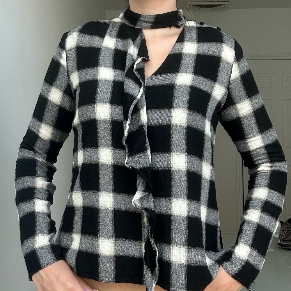 DEREK LAM PLAID BLOUSE